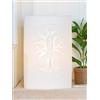 GILDE Lampada da tavolo Namaste in porcellana bianca, albero della vita, motivo loto yoga, altezza 28 cm, illuminazione decorativa, accessorio per la casa
