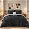 Dreamzie Copripiumino Una Piazza e Mezza 200x200 cm con 2 Federe 80x80 cm | Nero/Grigio scuro · Reversibile · Sacco Piumino · Microfibra Ultra Morbida · 3 Pezzi · Chiusura con Cerniera · OEKO-TEX