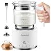 Morpilot Montalatte Elettrico in Vetro, 4 in 1 Funzione, Milk Frother Capacità 250ml Cappuccino o 500ml Latte Caldo, Design Diviso
