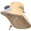 Generico Cappello con Ventola A Energia Solare - Cappello Sole con Ventilatore Solare per Bambini Esterno - Copricapo Traspirante da Sole con Secchiello per Pesca Escursionismo Spiaggia Campeggio Viaggi all