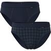 Lovable Pacco da 2 Slip in Cotone Elasticizzato - Elastico Rivestito - Intimo Confortevole - Casual Stretch Cotton 2 Pack Uomo, Blu Quadri + Blu Navy 5 - L