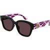 Gucci Occhiali da sole da donna GG1550SK 004 Black-Pink Stripes/Red Square Black/Pink Havana/Red