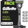 Gillette Labs Rasoio Barba Manuale con Barra Integrata, 1 Manico, 5 Lamette Gillette di Ricambio, con Base Magnetica, Grigio, Rasoio Barba e Lamette di Ricambio