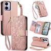 Jiajihua Cover Compatibile con Vivo Y36 / Y77T / Y27 5G / Y100i / Y72S 4G 【Portafoglio con cerniera】【Portacarte doppio】【Flip Stand】【Fibbia magnetica】 Custodia per telefono Lanyard Pink