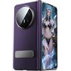 TECSHINE Custodia del Cellulare per Honor Magic V6, Cover per Telefono in Pelle di Mucca per Magic V 6, Protezione Cerniera del Telefono -Viola