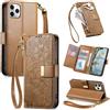 Jiajihua Cover Compatibile con Honor 600 Smart 【Portafoglio con cerniera】【Portacarte doppio】【Flip Stand】【Fibbia magnetica】 Custodia per telefono Lanyard Brown