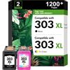 inkalfa 303 XL Cartucce d'inchiostro Nero e Colore Compatibili per HP 303 XL Multipack per Envy Photo 6230 7830 7134 6220 6232 Tango Envy Inspire 7900e 7220e 7920e 7955e Stampante (2-Pack)