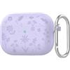 Nekiyo Tech Compatibile con Custodia AirPods 4 2024, Cover in Silicone Morbido con Incisione Floreale con Portachiavi per Donne Ragazze, Grazioso Motivo Floreale Anti-impronta - Viola