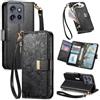 Jiajihua Cover Compatibile con Vivo S30 Pro mini / X200 FE 【Portafoglio con cerniera】【Portacarte doppio】【Flip Stand】【Fibbia magnetica】 Custodia per telefono Lanyard Black