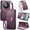 Jiajihua Cover Compatibile con Honor X70 / X9D / Magic8 Lite 【Portafoglio con cerniera】【Portacarte doppio】【Flip Stand】【Fibbia magnetica】 Custodia per telefono Lanyard Purple