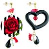 IN LEBOLE Orecchini Mix & Match Circle Piccolo Rosa Riga Nera E Bianca