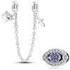 LNQOBU Catena di Sicurezza in Argento 925 per Charms Bracciali Ciondoli Perline,Ciondolo a forma di cuore in silicone con Chiusura a Clip, Compatibile con i Braccialetti Pandora