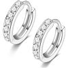 Candyfancy Mini Orecchini a cerchio Argento 925 Donna Uomo Piccoli Cerchi Zircone Cubica Cartilagine Superiore Lobe Orecchio Placcato in Platino Ipoallergenici 8MM