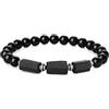 COAI Bracciale Uomo Elastico con Perline Tormalina Nera 8mm e Pietre Grezze, Bracciale Tormalina Nera Uomo