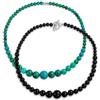 Bling Jewelry Set di due collane classiche con perle tonde graduate in turchese compresso verde blu e onice nero gioielli western per donne placcati in argento.
