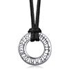 Bandmax Collana Uomo Runa Vichinga in Acciaio Inossidabile/Nero, Ciondolo runico Mobius Rotondo con Catena in Pelle Intrecciata Nera Amuleto Gioielli Vichinghi per Donna e Uomo