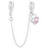luvhaha Collana di sicurezza con lucchetto a forma di cuore rosa per San Valentino, con 2 distanziatori in gomma, in argento Sterling 925, con perle abbinabili Pandora, Argento sterling