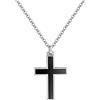 FANCIME Collana Croce Uomo in Argento Sterling 925 Medio Grande Crocifisso Onice Nero Ciondolo con Catena, Catena Lunghezza: 60 cm