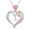 TINGN Collana da donna con ciondolo a forma di cuore, in oro bianco 14 carati, con ciondolo a forma di cuore, con lettere, per anniversario, festa della mamma, compleanno, per lei, donne, fidanzate,