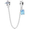 LNQOBU Catena di Sicurezza in Argento 925 per Charms Bracciali Ciondoli Perline,Ciondolo a forma di cuore in silicone con Chiusura a Clip, Compatibile con i Braccialetti Pandora