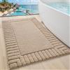 LUMI Tappetino Bagno Morbido Antiscivolo, Tappeto Bagno in Microfibra Super Assorbente, Lavabile in Lavatrice, Asciugatura Rapida, Tappeto Doccia Soffice per Vasca e Bagno, Beige, 60x90 cm