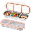 TTIAYAO 2 pezzi in acciaio inox, snack box con 3 scomparti, contenitore per snack con 2 scomparti, contenitore portatile per il pranzo per bambini Meal Prep con coperchio, a prova di perdite, piccolo