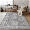 GENIMO - Tappeto Vintage 120x170cm - Antiscivolo, Lavabile, Con Pelo Corto - Per Soggiorno, Camera da Letto, Cucina - Grigio Scuro