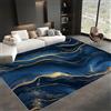 Generico Tappeto Salotto Moderno 120x180cm Blu Scuro Oro Marmo Astratto Tappeti Camera da Letto Lavabile, Tappeto Soggiorno Pelo Corto Moderni Morbido Antiscivolo Tappeto Decor Interno