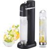 OSCEVIA Gasatore Acqua Frizzante per Casa, Macchina per Soda con 2 Bottiglie Senza BPA (1L + 1L), Compatibile con Bombola CO₂ 60L (Non Inclusa), Nero