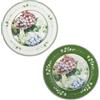 BRANDANI 51181 Piattino Flora Set 2 Pezzi Porcellana Bianco e Verde con Decorazione Floreale Ortensie