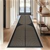 Capslpad Tappeto da ingresso, 80 x 300 cm, antiscivolo, per corridoio, lavabile, effetto iuta, resistente, per soggiorno, camera da letto, balcone, corridoio, colore: marrone e nero