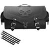 ORLETANOS Big Skull per Sissybar, compatibile con Harley Davidson, valigetta per bagagli, portapacchi, chopper XL, grande, nero, valigetta in pelle HD, universale