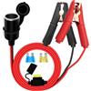 HuaLiSiJi Cavo Accendisigari Femmina con Pinze Batteria 12V 24V Prolunga Accendisigari con Coccodrillo 14AWG con Fusibile 15A 20A per Auto, Barca, Mot (2 m)