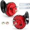 HENGBIRD Clacson Auto 12V Rosso 2 Pezzi, Clacson Bitonale Impermeabile con Suono Alto e Basso, Trombe Auto 12V per Auto Moto Camion Barca, Clacson Universale in Metallo e ABS