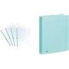 Favorit Raccoglitore in Polipropilene Pastel, 22 x 30 cm, 4 Anelli Tondi da 30 mm, Azzurro Pastello + 25 Buste Perforate, Lucide, Alto Spessore, 22 x 30 cm, Trasparenti con Banda Colorata