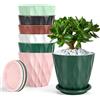 Freyeeti 12 cm Vaso con Sottovaso Il Giro Set di 6, Imposta Completo Vaso Fioriera da Interno Ed Esterno per Casa e Ufficio, Vasi da Fiori per Piante, Erbe, Orchids, Multicolore