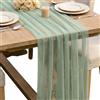CCUUHJ Runner da tavolo in chiffon, 75 x 600 cm, rosa, sottile, in tessuto decorativo (verde salvia)