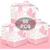 Wady Bomboniere Scatola Cuore Portaconfetti Porta Confetti Segnaposto Regalo con Il Nastro Raso 50pz Rosa