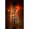 ENVA Lampada da terra turca marocchina a mosaico, realizzata a mano, in vetro, multicolore, lampada da terra Tiffany, 7 grandi globi, con lampadina a LED