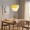 Alpinaluz Lampada a sospensione in tessuto giallo e bianco a tre livelli Ø38 cm - paralume in tessuto multistrato, attacco E27, design moderno, decorativo per soggiorno, camera da letto