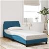 Iiaky Letto Singolo 90x200 Letto Imbottita in Velluto Rete Letto a Piattaforma Imbottito con Testiera,Supporto per Doghe in Legno-Blu-90 x 200 cm