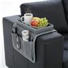 DAWRIS Organizer per bracciolo divano e poltrona, con 5 tasche antiscivolo, portaoggetti per cellulare, libro, riviste, tablet, snack e bevande, grigio