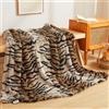 XeGe Coperta in finta pelliccia di lusso morbida con stampa tigre, 127 x 152,4 cm, coperta decorativa in peluche a pelo lungo per divano letto, stampa tigre marrone