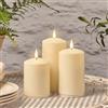 Lights4fun TruGlow® Set di 3 Candele LED Ricaricabili Senza Fiamma a LED Bianco Caldo a Pile con Timer e Telecomando Resistente alle Intemperie Decorazione per Interni ed Esterni