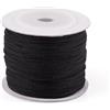 Bestewelry Cordino in nylon da 130 m, per perline da 0,6 mm, filo per annodare filo in nylon per gioielli in tessuto e cucito (nero)