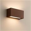 Dopa Applique da Esterno Up & Down con Attacco E27 in Alluminio Rettangolare Lampada da Parete a Doppia Emissione IP65 per Giardino, Ingresso, Balcone e Terrazzo 230V (Marrone Corten)