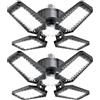 TOPAUBUB Plafoniera LED Garage 2 Pezzi 20W, 2000LM Lampada da Garage con 4+1 Pannelli Regolabili 6500K E26/E27 per Illuminazione Officina/Cantina (Equivalente a 120W)