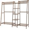 ARBGO Appendiabiti in bambù, con ripiani, stile trapezoidale, per balconi, camera da letto, corridoi, ingressi, negozi di abbigliamento, 160 x 40 x 140 cm (colore tè)