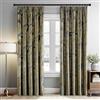MIULEE Tende Velluto Con Nastro Arricciato, Tenda in Velluto Grigio con Motivi di Foglie Oro, Tende Elegante Morbide Oscuranti Isolanti Termiche per Interni Soggiorno e Camera, 2 Pezzi, 140x260 CM