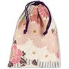 NOREN Sacchetto in Tessuto con Coulisse 25 x 19 cm (9,8 x 7,5 Pollici) con Motivo Giapponese Fiore Retro Rosa Beige, Borsa Regalo in Cotone, Astuccio in Cotone, Prodotto in Giappone